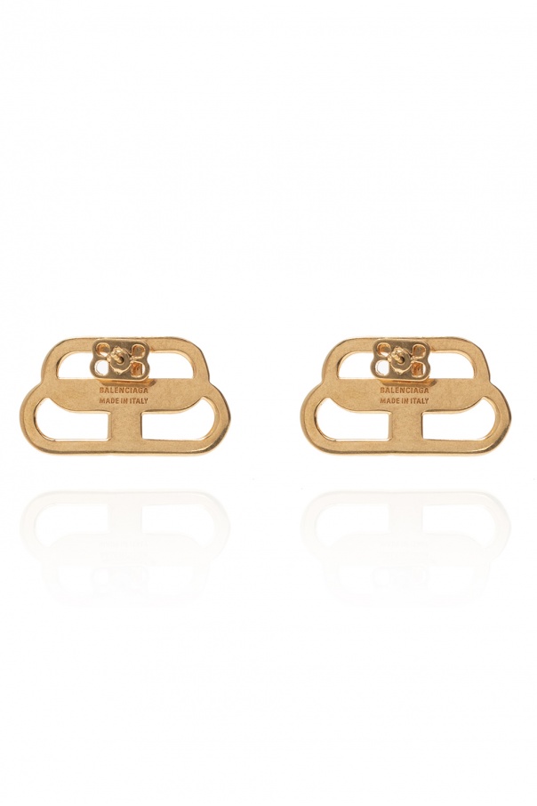 BALENCIAGA GOLD BB MOTIF EARRINGS