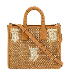 FREYA logo raffia mini tote bag