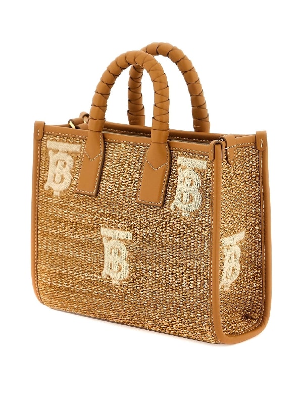 FREYA logo raffia mini tote bag