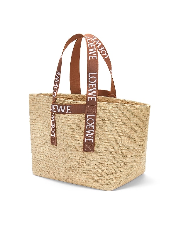 Logo Jacquard Raffia Fold Tote Bag