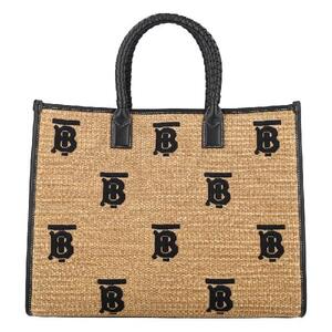 TB logo raffia woven tote bag