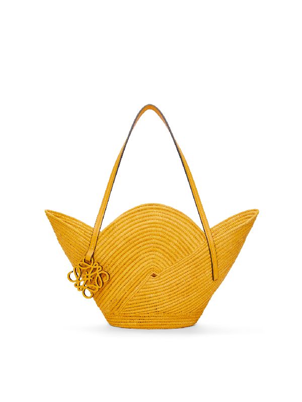 Anagram Charm Raffia Petal Basket Bag