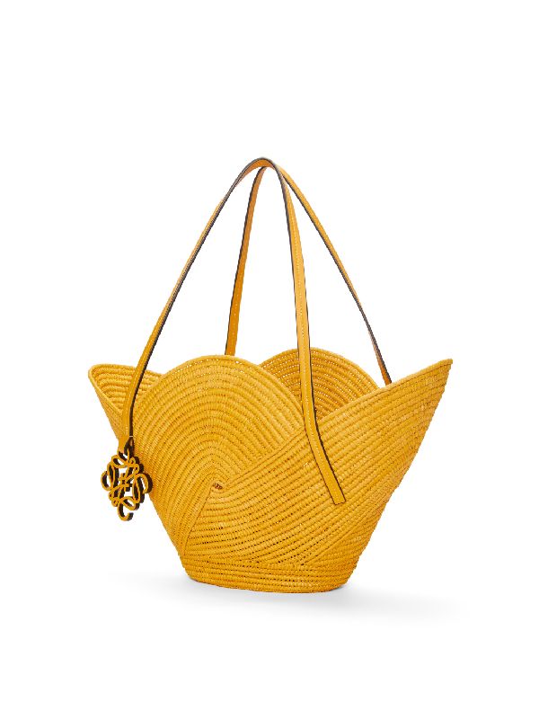 Anagram Charm Raffia Petal Basket Bag