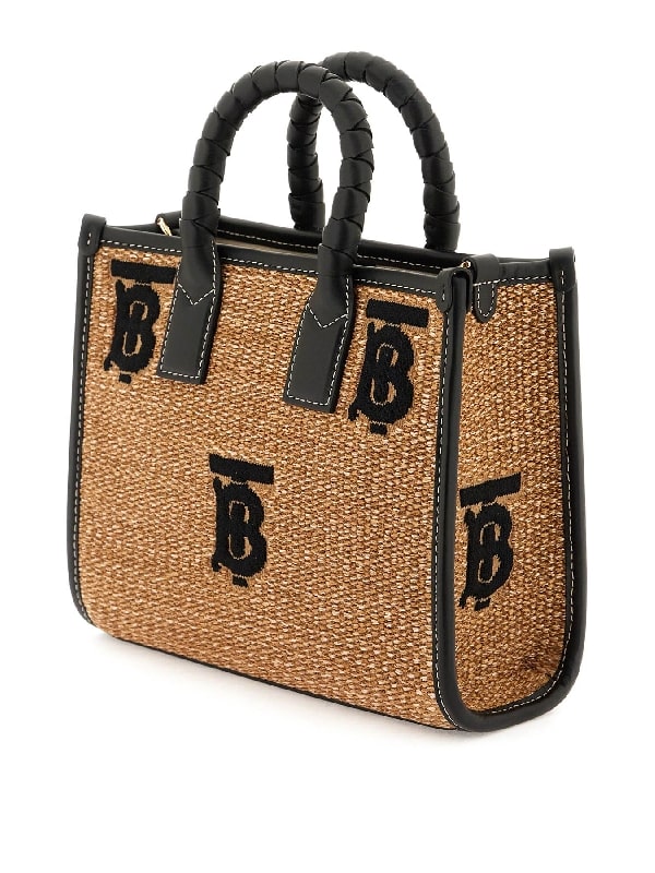 raffia-effect mini Freya tote bag