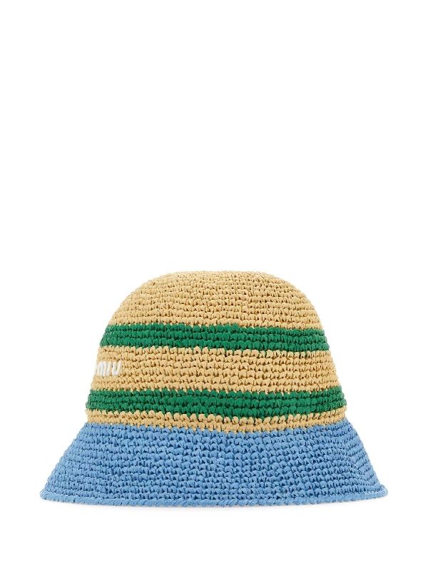 logo-embroidered raffia hat