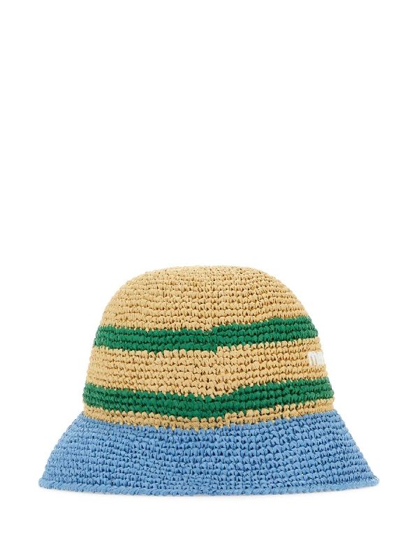 logo-embroidered raffia hat