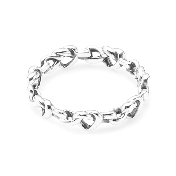 Pandora Noted Heart Chain Silver Ring