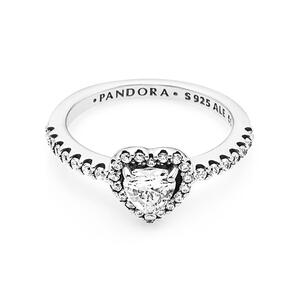 Pandora 198421C01 Elevated Heart Silver Ring 