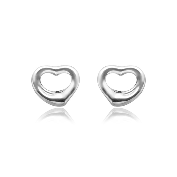 Open Heart Stud Silver Earring