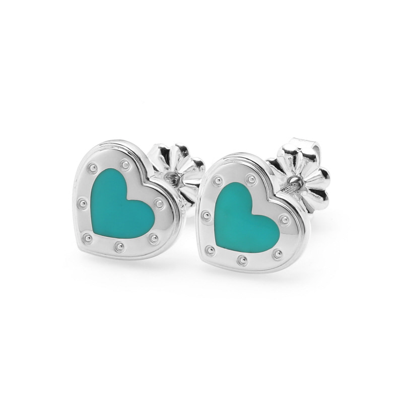 Blue Heart Mini Silver Earring