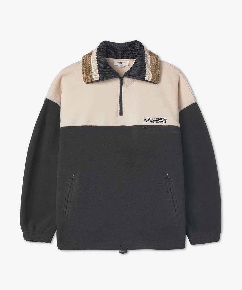 Women's mamet fleece man-to-man - Black: Beige