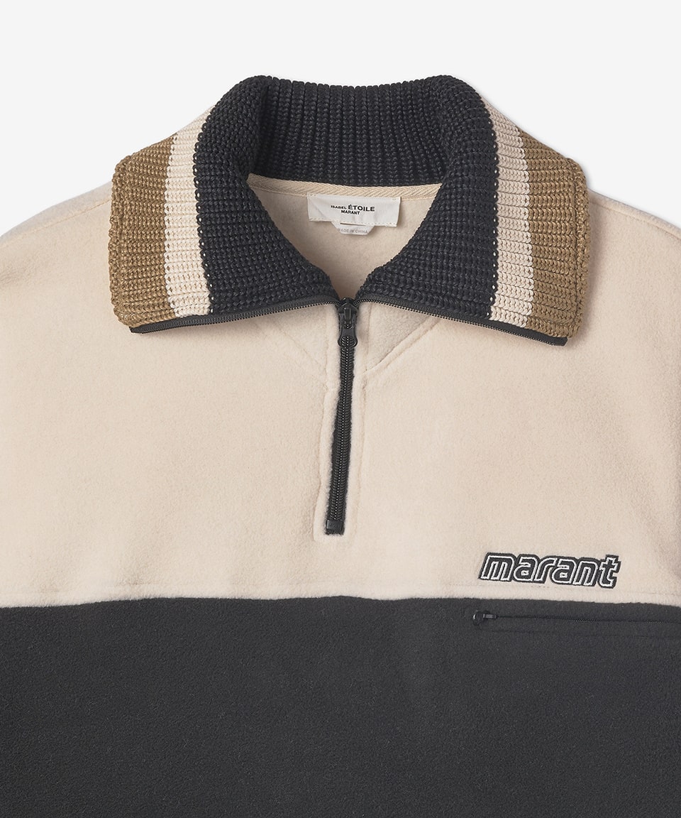 Women's mamet fleece man-to-man - Black: Beige