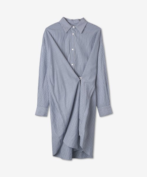 Women's Striped Shirt Dress - Blue