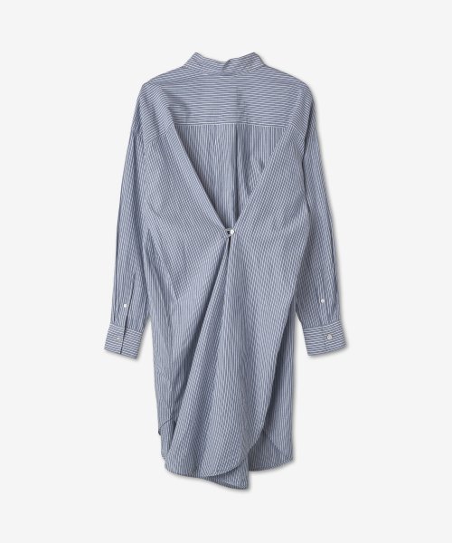 Women's Striped Shirt Dress - Blue