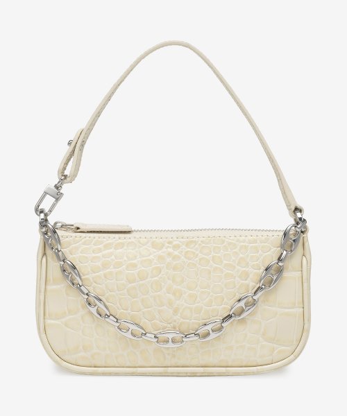 Women's Mini Rachel Crocker Embossed Leather Shoulder Bag - Cream 