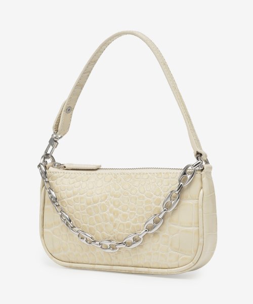 Women's Mini Rachel Crocker Embossed Leather Shoulder Bag - Cream 