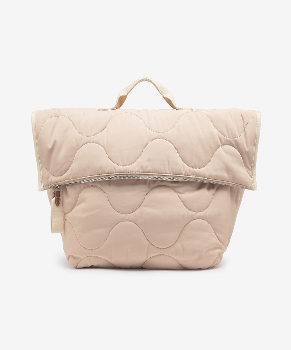 Common nylon quilted tote bag - Ecru