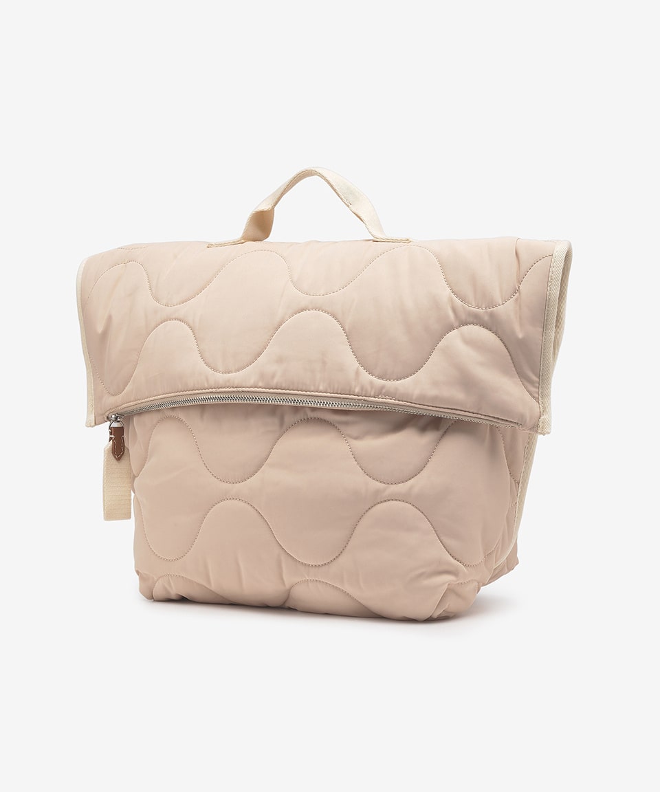 Common nylon quilted tote bag - Ecru