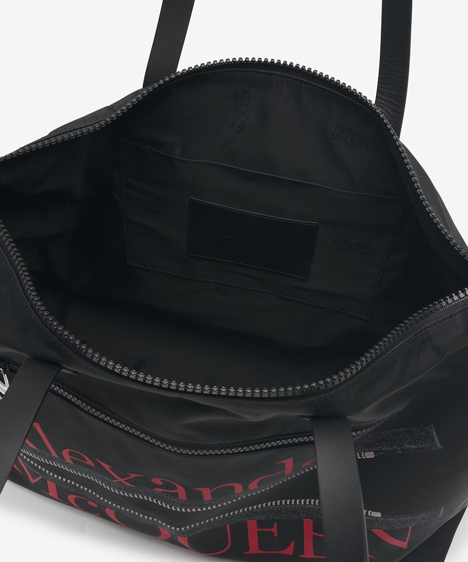 Men's logo zipper tote bag - black