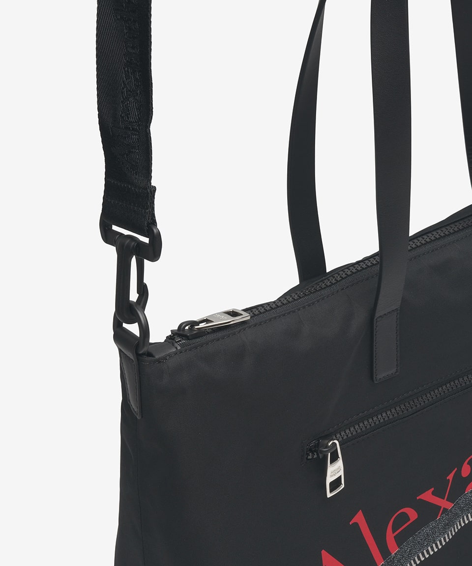 Men's logo zipper tote bag - black