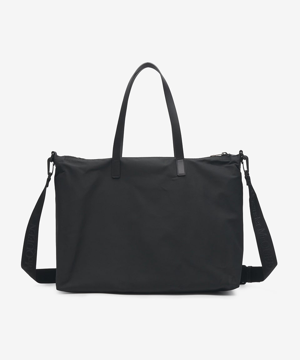 Men's logo zipper tote bag - black