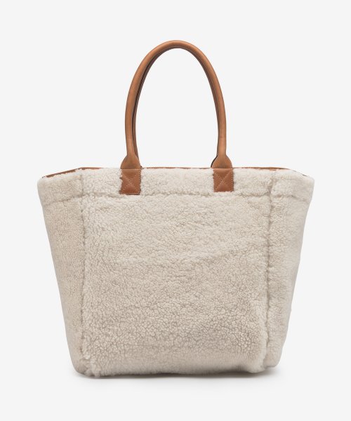 Women's fur logo tote bag - Ecru