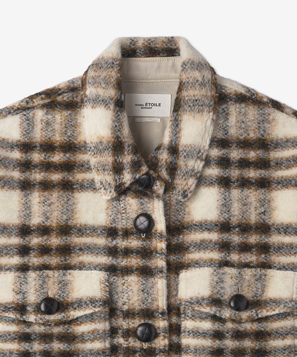 Women's Haveli Wool Check Jacket - Ecru