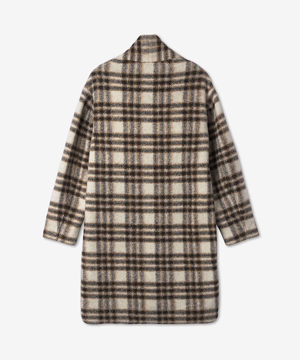 Women's Gabrielle Wool Check Coat - Ecru