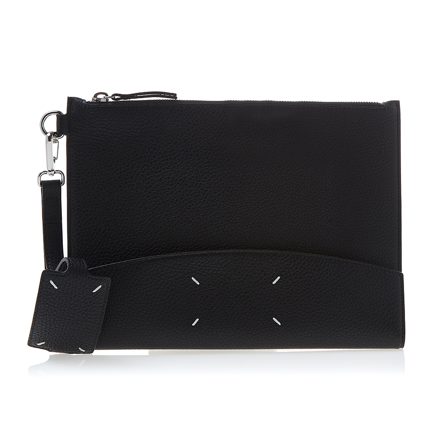 stitch logo clutch bag