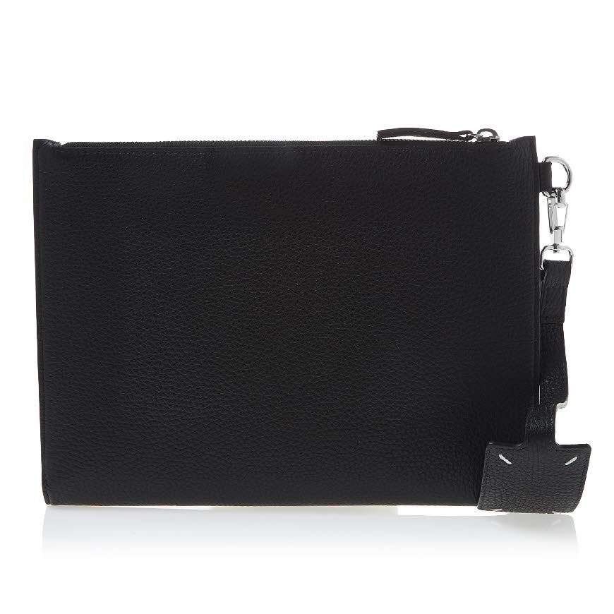 stitch logo clutch bag