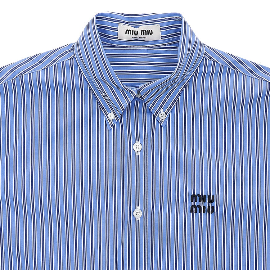 Chest logo stripe cropped shirt