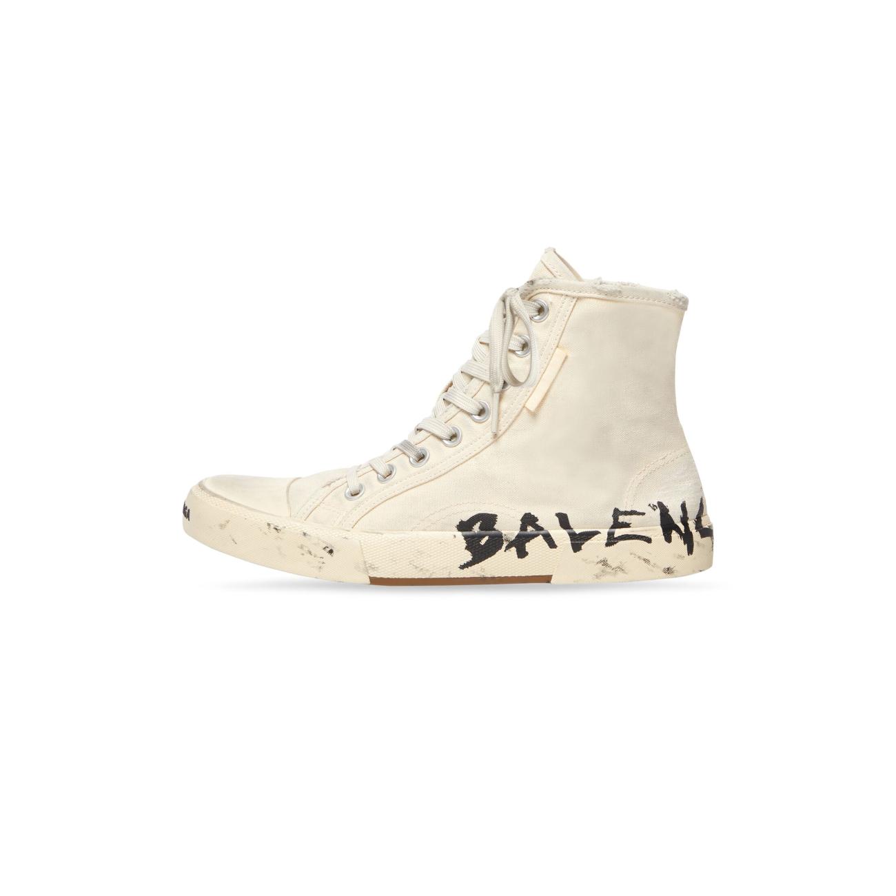 PARIS HIGH TOP GRAFFITI SNEAKER IN WHITE