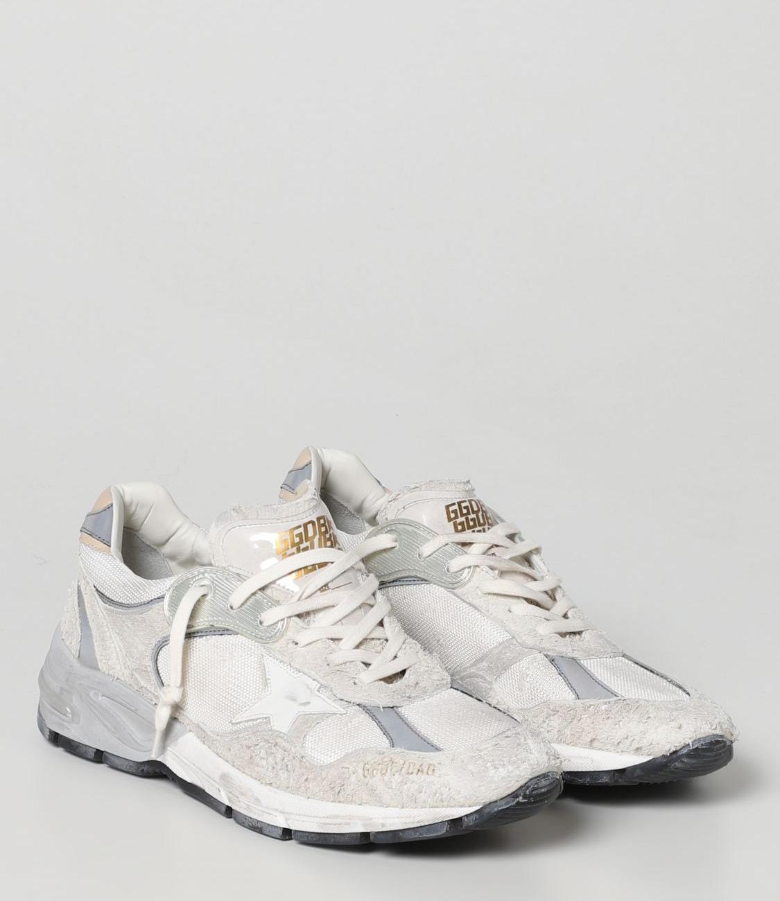 White leather & grey suede dad star sneakers