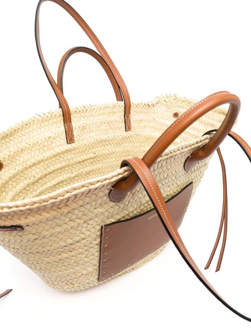 CADIX raffia leather basket bag