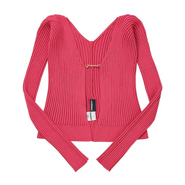 23SS La maille Pralu longue (La Maye Fralou Long Micro Charm Logo Cardigan)