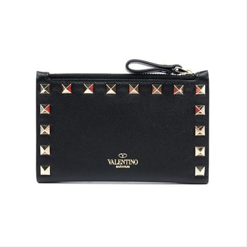 Rockstud flap card wallet