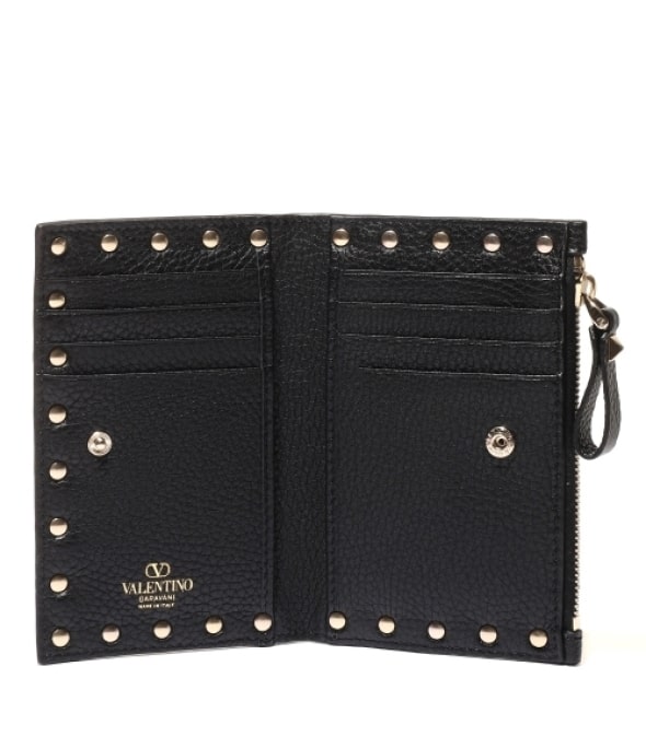 Rockstud flap card wallet