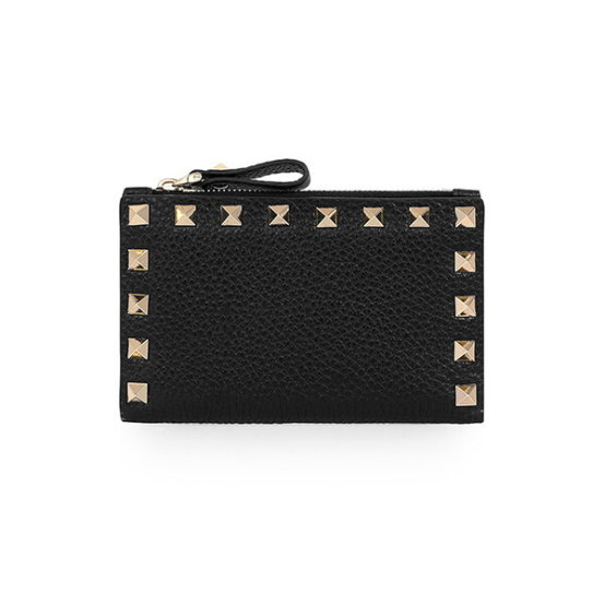 Rockstud flap card wallet