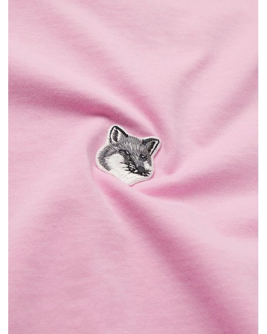 Maison Kitsune Grey Fox Head Patch Classic T-Shirt Dusty Rose