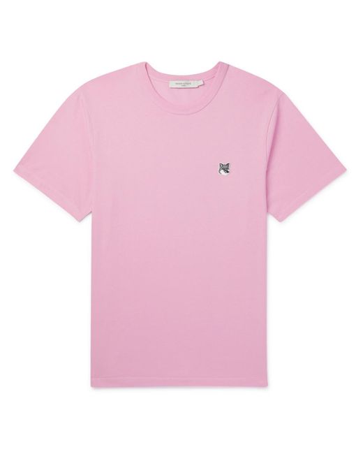 Maison Kitsune Grey Fox Head Patch Classic T-Shirt Dusty Rose
