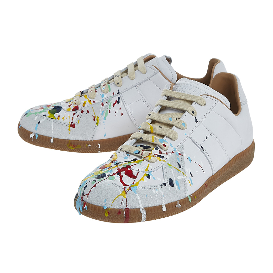 low-top paint-drop replica trainers