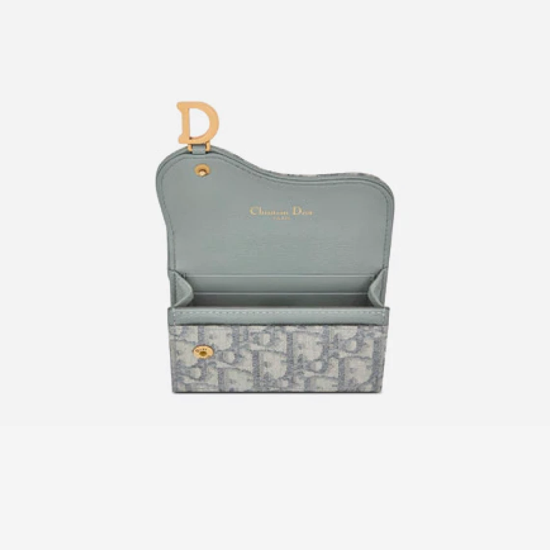 Saddle Flap Card Holder Gray Dior Oblique Jacquard