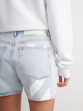 Diagonal Denim Shorts