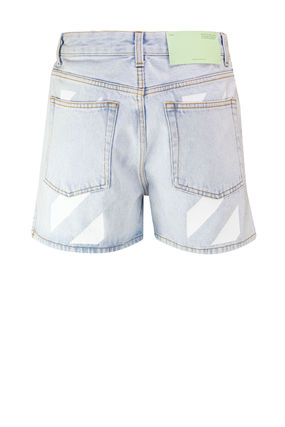 Diagonal Denim Shorts