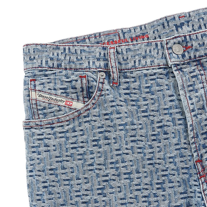 Men's All Over Logo Pattern Denim Pants