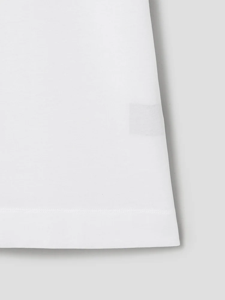 Cotton Plain Semi-Overfit T-Shirt - White