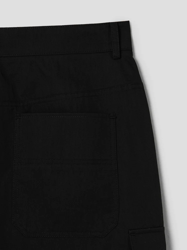 Cotton Wide Cargo Pants - Black