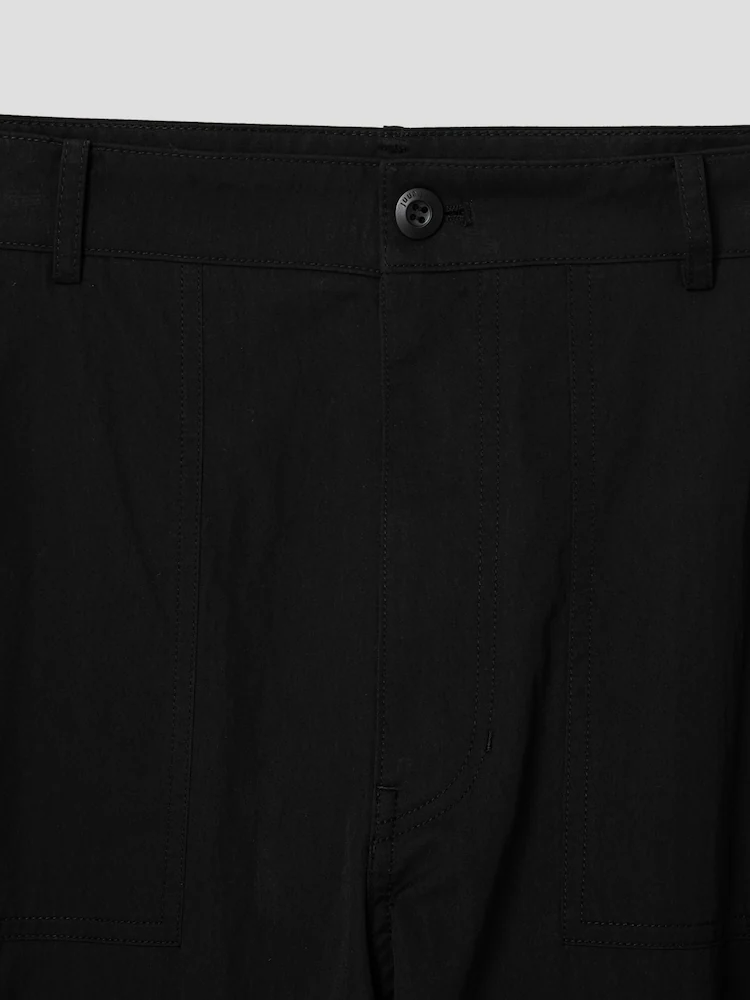 Cotton Wide Cargo Pants - Black