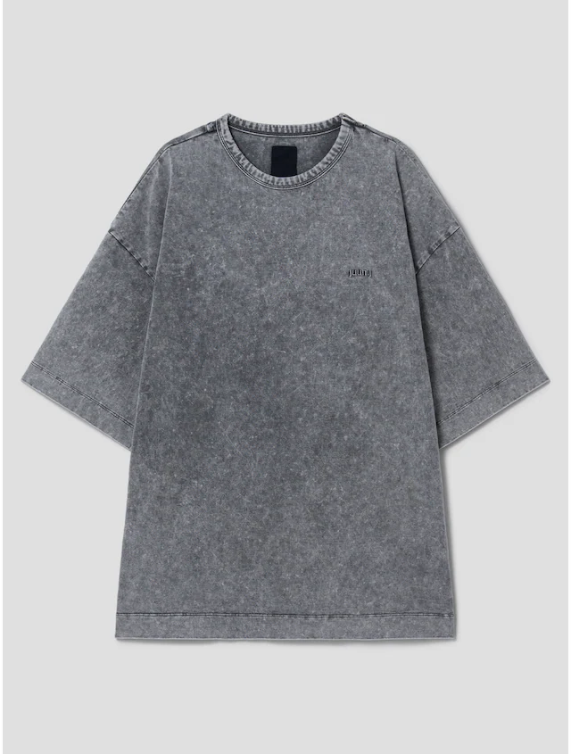 Cotton Garment Dying Semi Overfit Short Sleeve T-Shirt - Gray