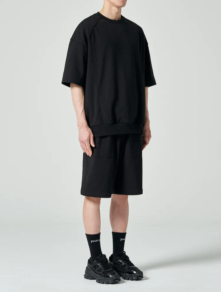 Cotton Wide Shorts - Black